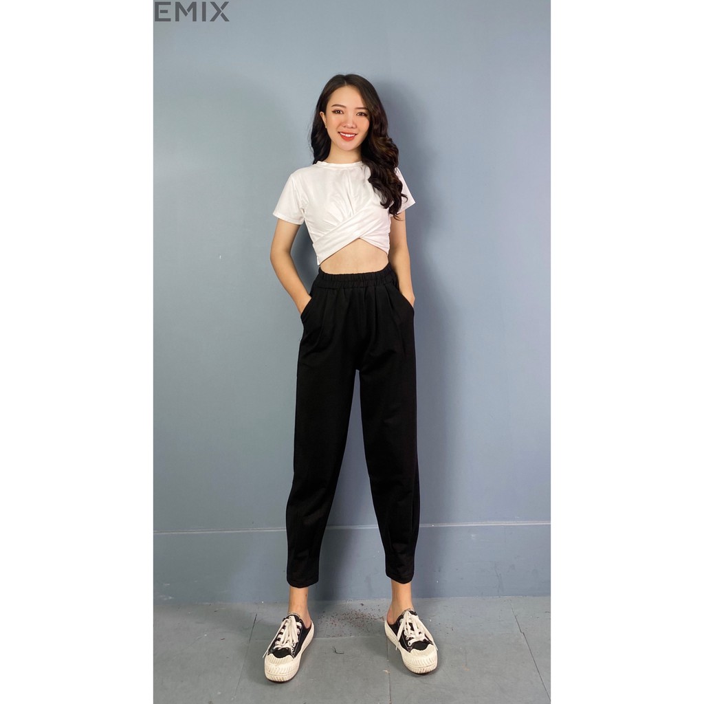 Quần jogger nữ bo chân EMIX (2 màu), thể thao, dáng thụng, vải da cá mịn đẹp, cá tính năng động 457