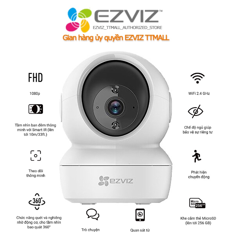 Camera ip wifi ezviz c6n 4M Quad HD ( 2K ) và Full HD 1080P 2M - Hàng chính hãng bảo hành 2 năm