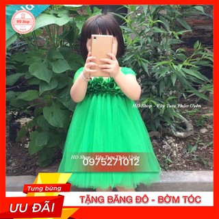 Đầm tutu cho bé ❤️FREESHIP❤️ Đầm xanh lá hoa hồng cho bé gái 0 đến 8 tuổi