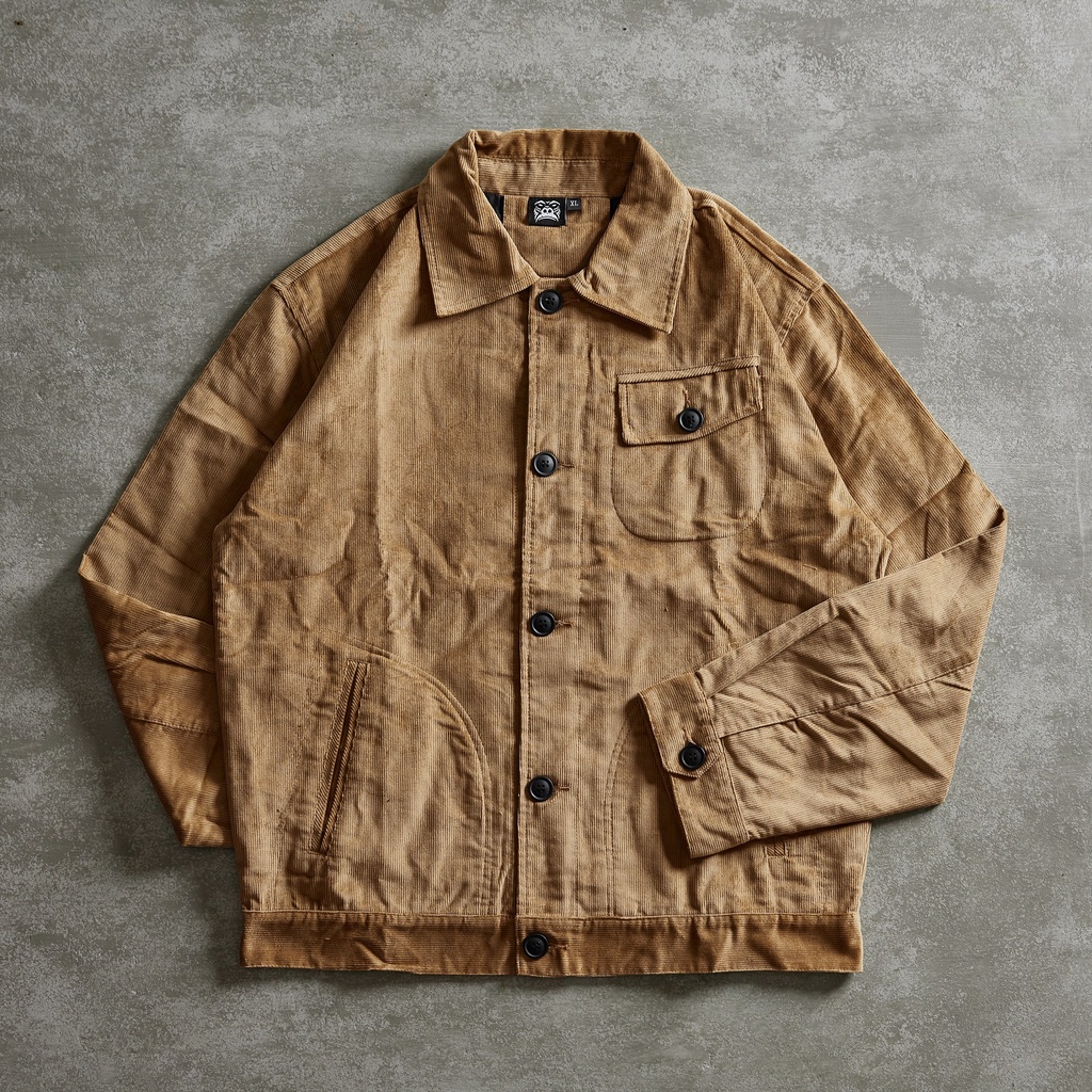 Áo Khoác Jacket Gori | Họa Tiết Trơn Màu Tan Khuy Đen Dành Cho Nam