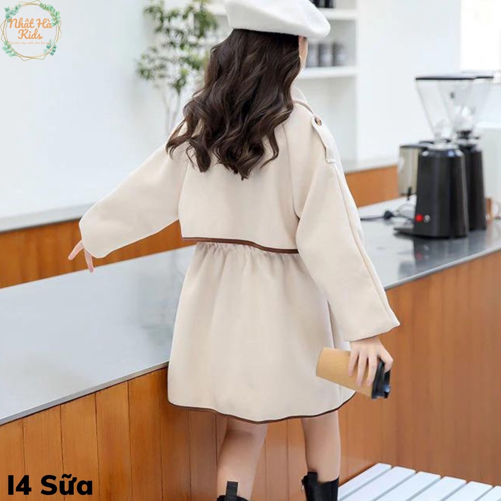 Áo khoác dạ bé gái size từ 14-40kg chất liệu dạ sang chảnh phù hợp cho mùa thu đông