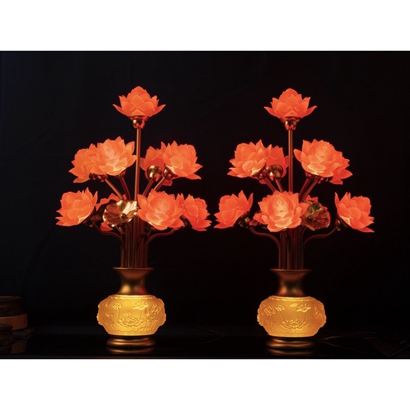 CÂY ĐÈN LED HOA SEN LƯU LY THỜ CÚNG TRANG TRÍ