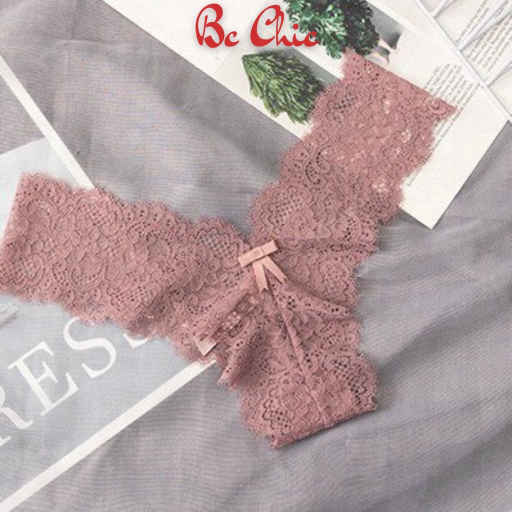 Quần Lót Nữ Ren lọt khe ren đính nơ nhỏ họa tiết điệu đà quyến rũ mã Q411 BC_CHIC LINGERIE