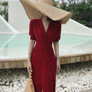 Đầm Ngắn Tay Cổ Chữ V Xinh Xắn Dành Cho Nữ