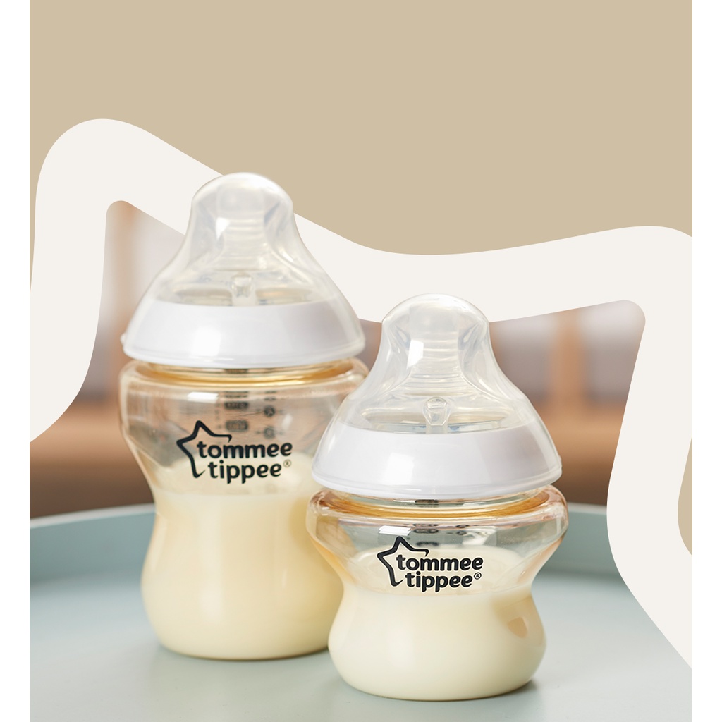 COMBO Bình sữa PPSU ty siêu mềm tự nhiên Tommee Tippee Closer to Nature 150ml &amp; 260ml kèm Núm ty 0-3 tháng và 3-6 tháng
