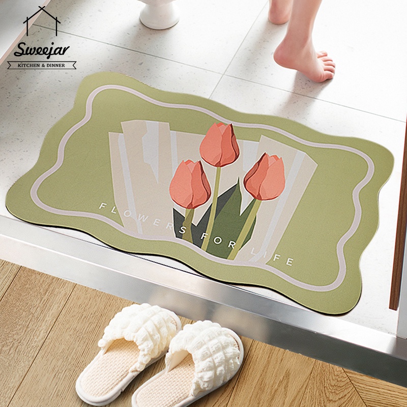 Thảm Chùi Chân Thấm Hút Tốt Nhanh Khô Chống Trượt Tiện Dụng Cho Nhà Tắm / Phòng Khách