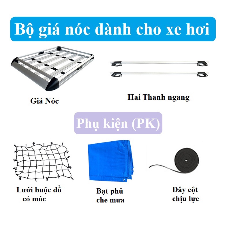 Giá Nóc Xe Ô Tô - Giá để hành lý xe hơi (kèm phụ kiện)