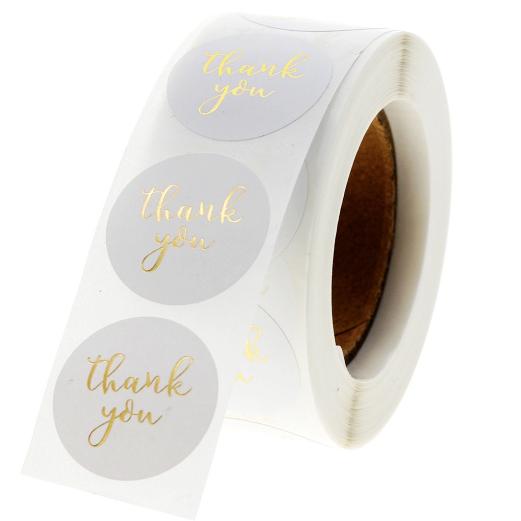 [Choosewho1] 500Pcs/Roll Thank You Hot Stamping Stickers Self Adhesive Round Sealing Labels Decal Baking Gift Decor