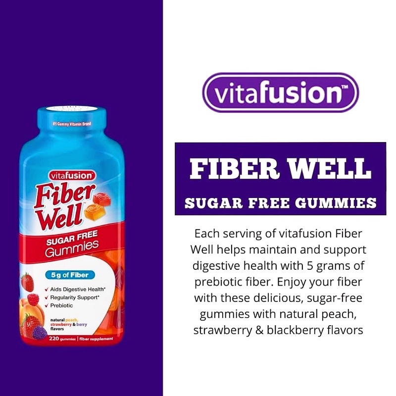 Kẹo dẻo không đường bổ sung chất xơ Fiber Well Gummies 220 viên Mỹ