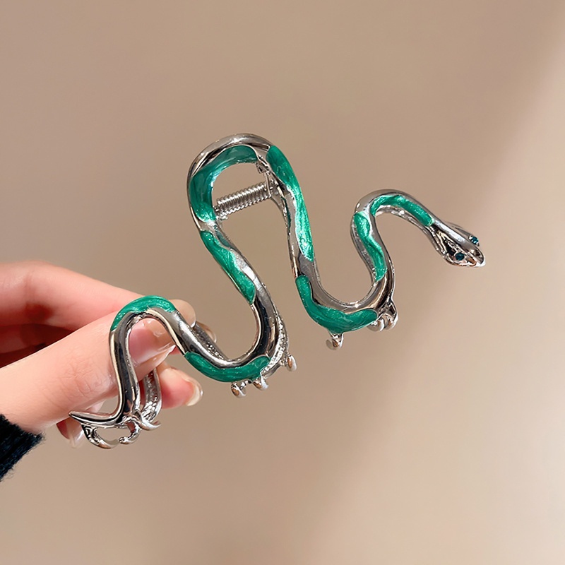 Kẹp Tóc Càng Cua Dày Kiểu Bất Đối Xứng Họa Tiết Da Rắn Thời Trang