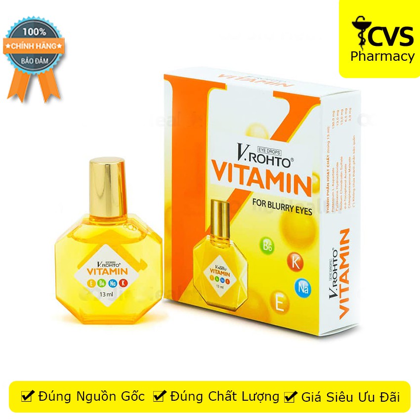 Nước Nhỏ Mắt V.Rohto Vitamin (13ml) - Giúp cải thiện tình trạng giảm thị lực, mắt mờ do tiết dịch - cvspharmacy