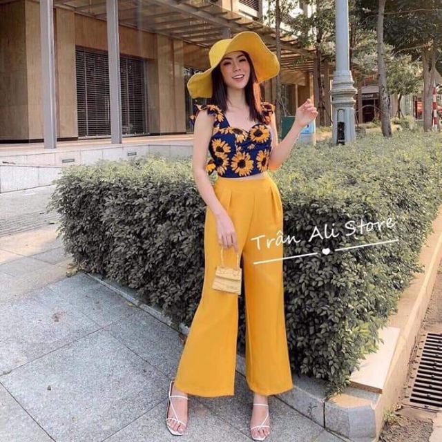 💕SET BỘ ÁO HOA LƯNG CỘT NƠ CỰC XINH 💕