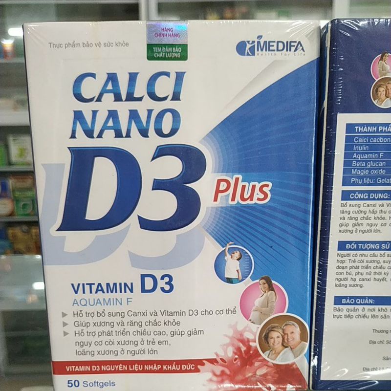Calci nano D3 plus H50viên không táo bón - bổ canxi thoái hoá khớp loãng xương