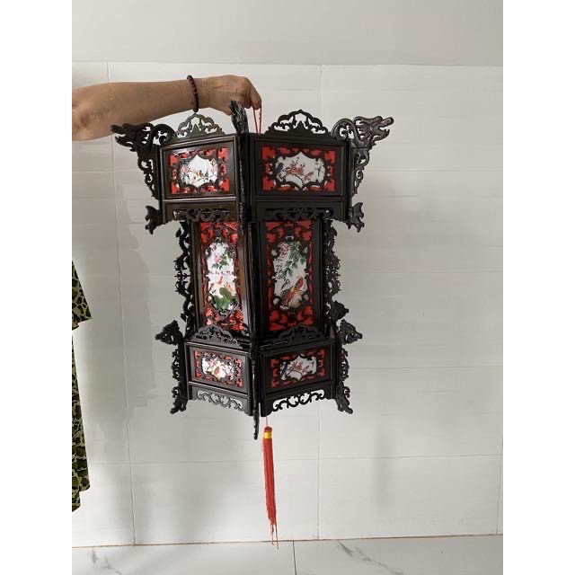 ĐÈN LỒNG NHỰA GIẢ GỖ SIZE 65 ĐÈN TRANG TRÍ