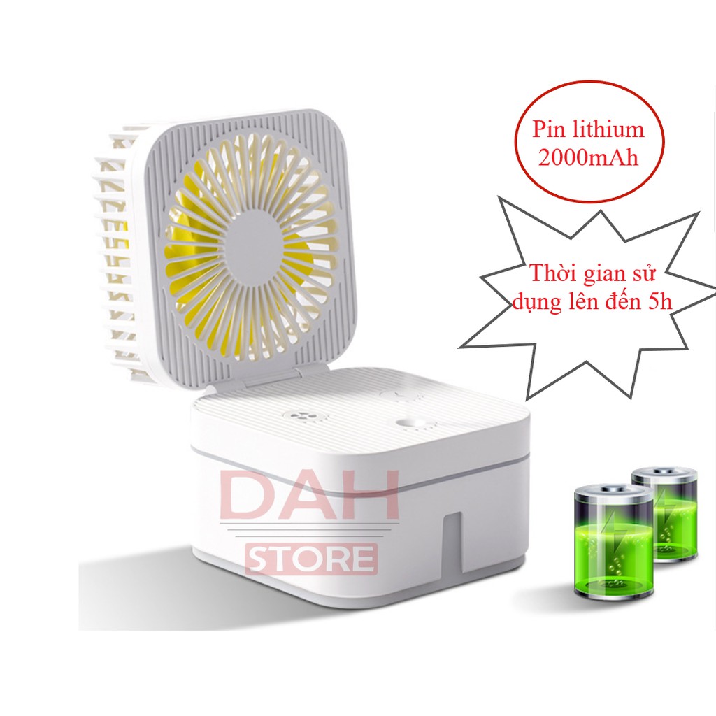 Quạt phun sương mini freeship cầm tay tích điện có led pin trâu siêu bền | BigBuy360 - bigbuy360.vn