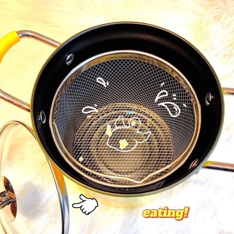 Nồi chiên ngập dầu chống dính, nồi chiên chính hãng, có nắp đậy ngăn dầu bắn ra ngoài