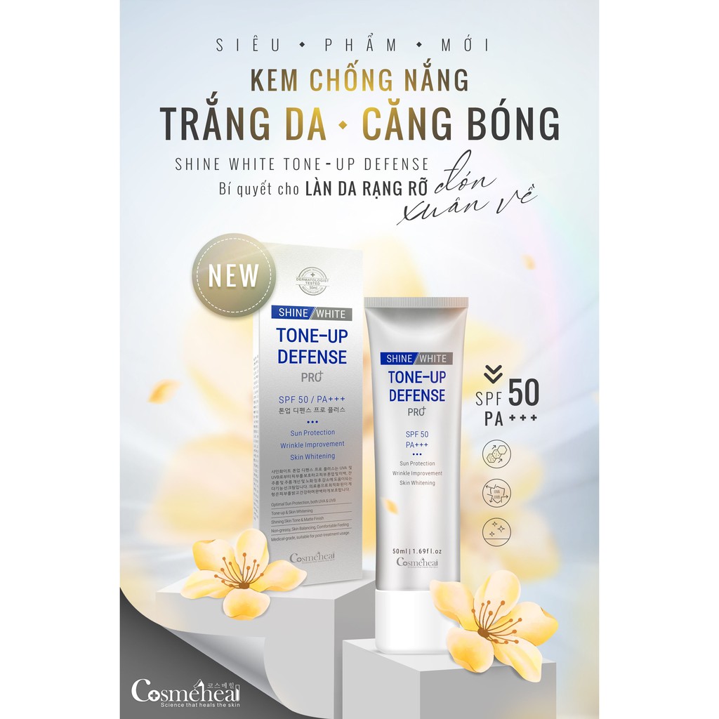 Kem Chống Nắng Cosmeheal Shine White Tone Up Defense Pro+