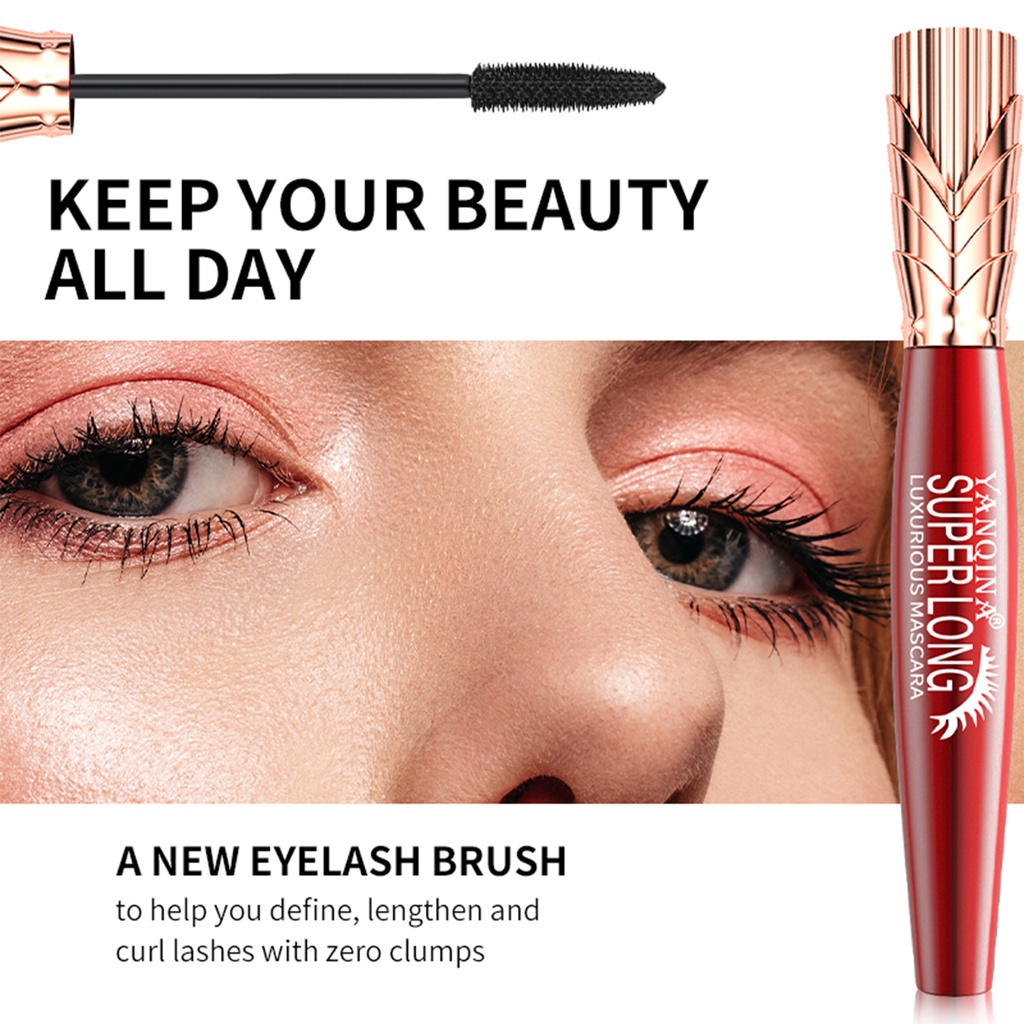 Mascara Sợi Tơ 4D YANQINA Chống Thấm Nước Không Nhòe Chuốt Dày Và Cong Mi