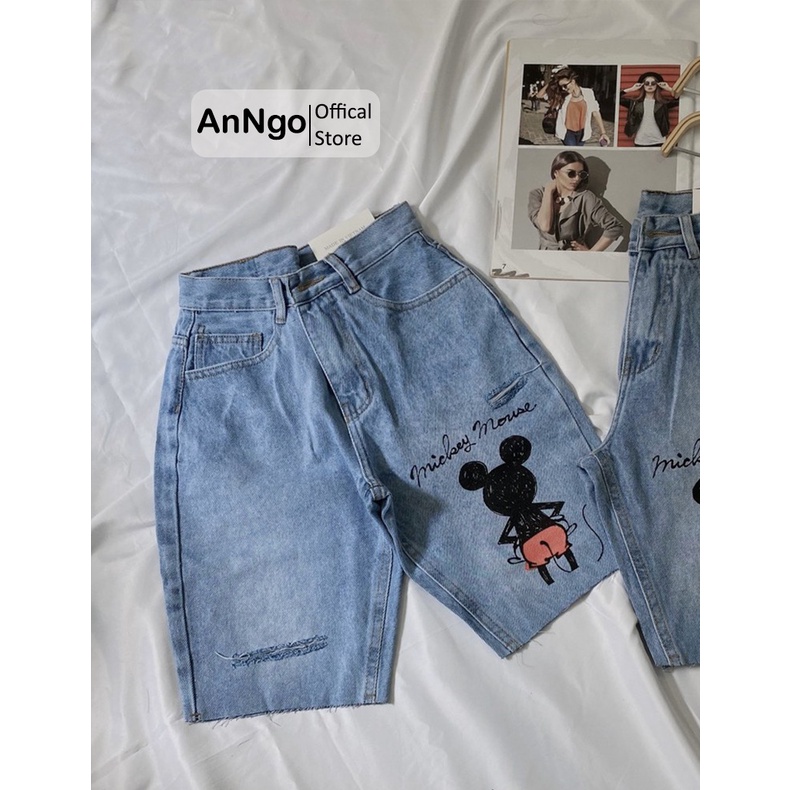 Quần jean nữ ngố ống rách, vải denim bền đẹp, dễ phối đồ AnNgo - AT10S