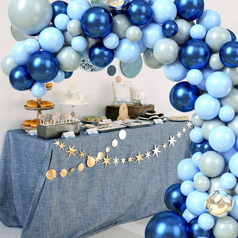 Bộ Bong Bóng Bay Xanh Dương Trang Trí Sinh Nhật 1 Tuổi