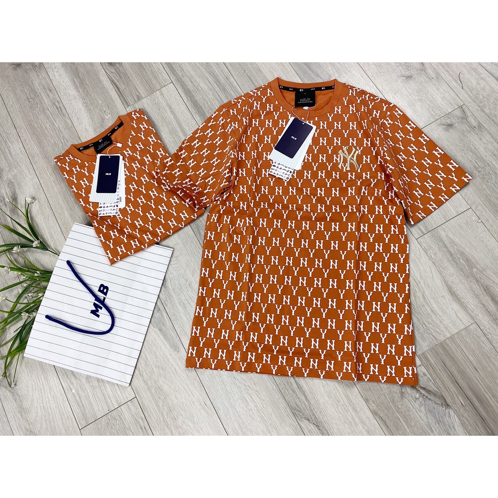 Áo T shirt ngắn tay Áo đôi Nam Nữ NY vàng nâu sành điệu FULL TAG