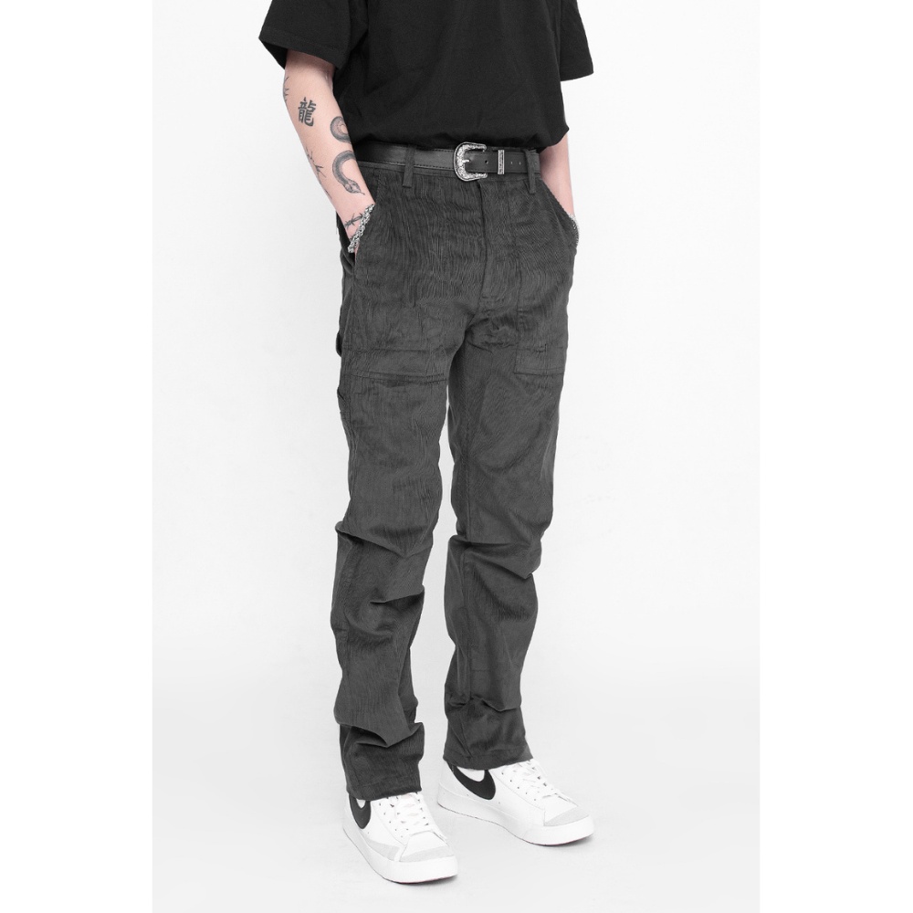 Quần tăm nhung màu xám đậm Tum Machines CORDUROY SLIM PANT - Earl Grey