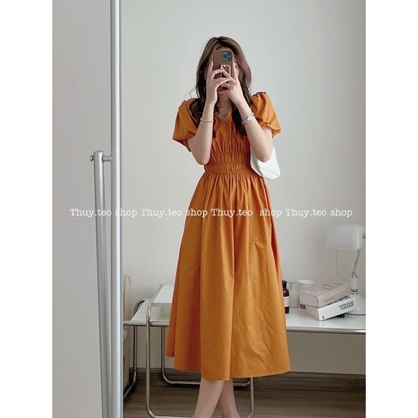 Váy trơn cộc tay Minty tay bộc dáng xoè nhẹ nhàng