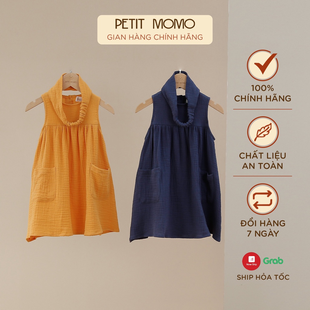 Váy Bé Gái 1-5 Tuổi Sát Nách Dáng A PETIT MOMO Vải Xô Muslin Thoáng Mát Thấm Hút Mồ Hôi H057