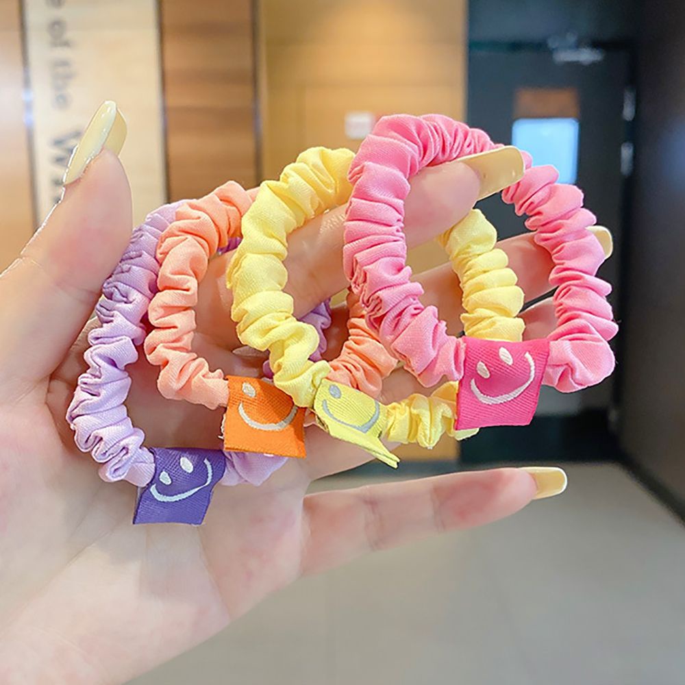 Dây Cột Tóc Vải Co Giãn Màu Kẹo Hình Mặt Cười Dễ Thương Phong Cách Hàn Quốc Cho Nữ