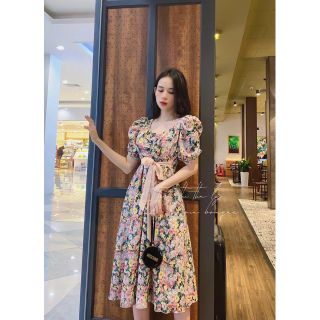 💕đầm hoa tay nhúng cột eo cực đẹp💕