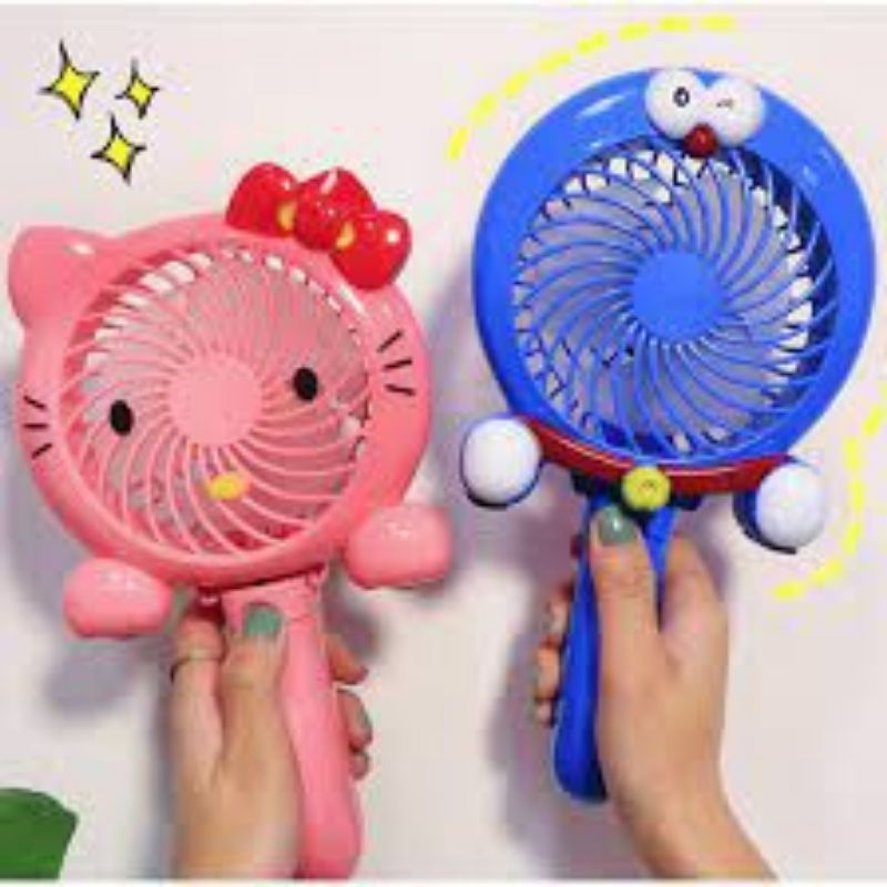 quạt sạc cầm tay, để bàn kitty, Doraemon