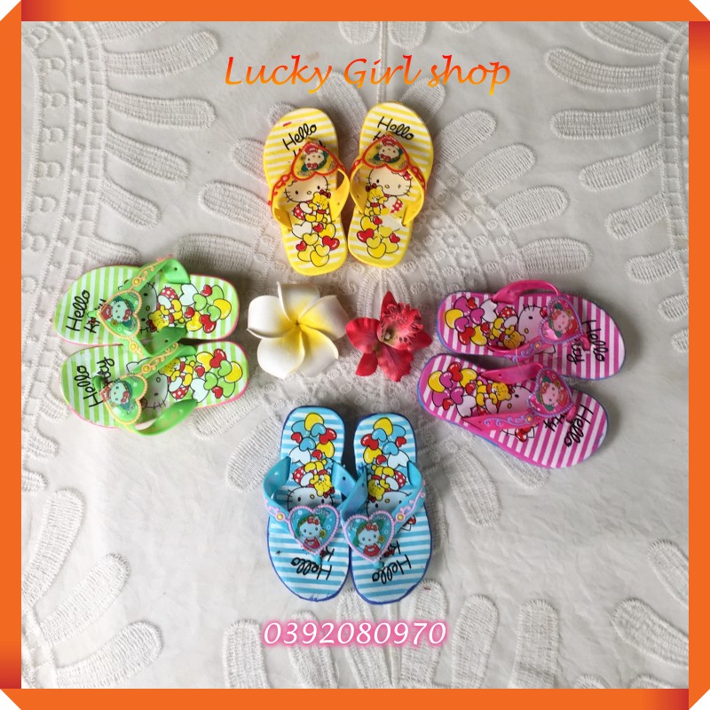 Dép Bé Gái Xỏ Ngón Mèo Kitti PVC Dẻo Siêu Nhẹ Nhiều Màu Size 25-29 - Lucky Girl shop