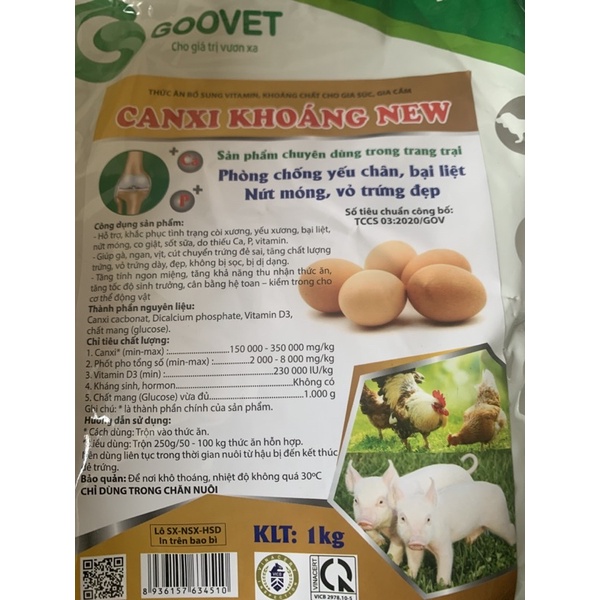 200g Canxi khoáng - chống yếu chân, nứt móng, vỏ trứng đẹp trên gà, vịt, ngan, heo