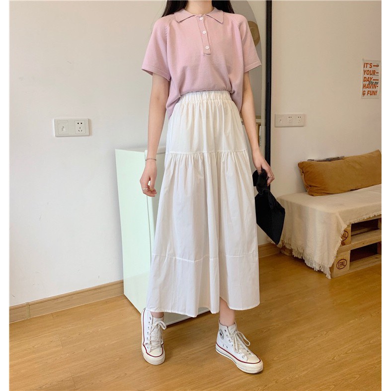 Chân váy Ulzzang 2 lớp 3 tầng dáng dài xòe nữ đen trắng, chân váy hàn quốc | BigBuy360 - bigbuy360.vn