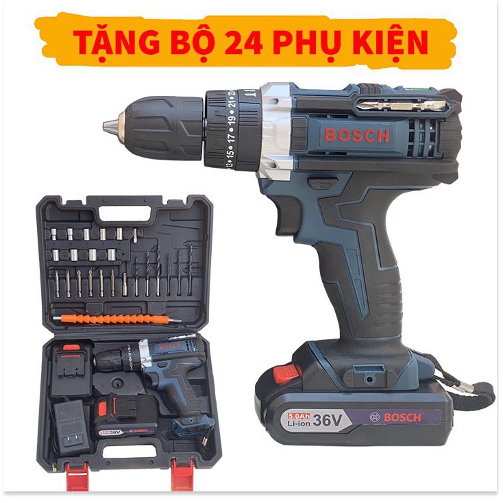 Máy Khoan Bắn Vít Dùng Pin Bosch 36V - Tặng Bộ Phụ Kiện 24 Chi Tiết