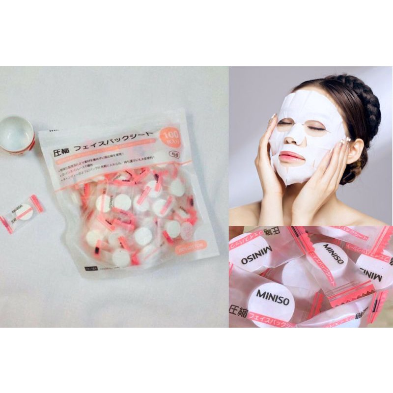 [Rẻ vô địch] Mặt Nạ Nén MINISO Túi 50 viên