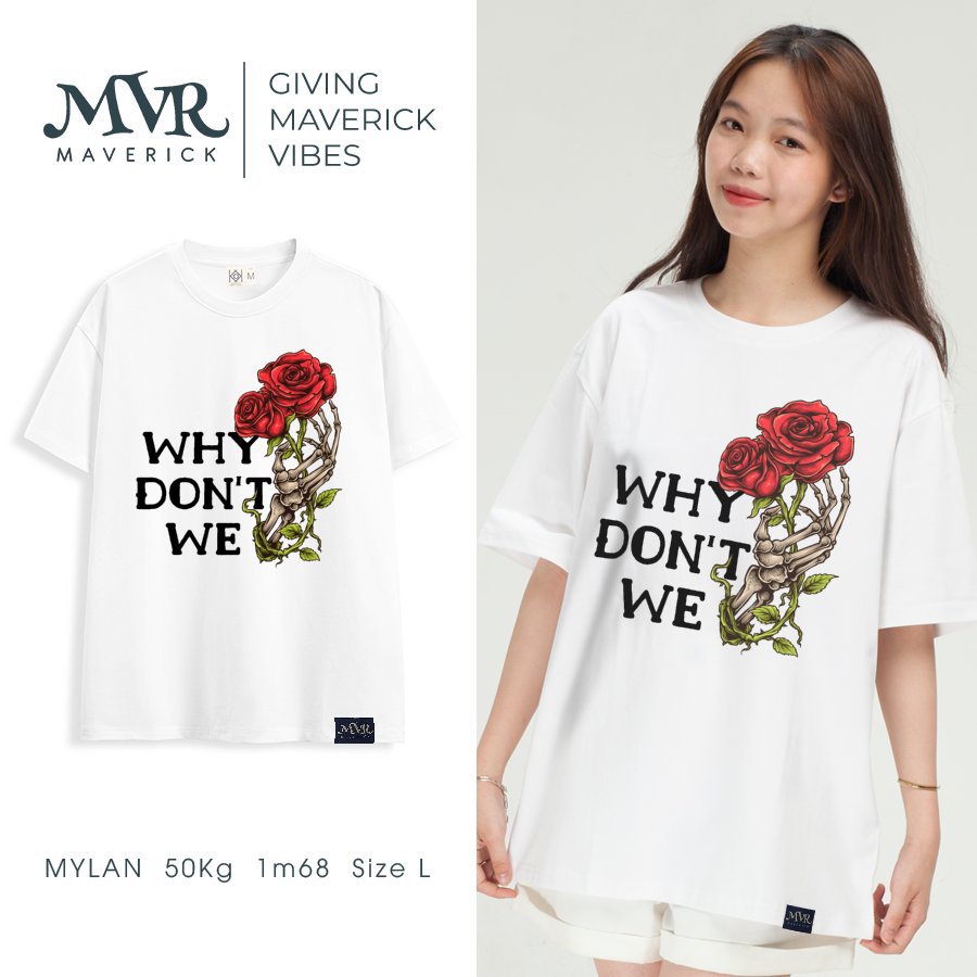 Áo thun nữ nam Cotton thoáng mát hoa hồng tại sao chúng ta không MVR KK3876