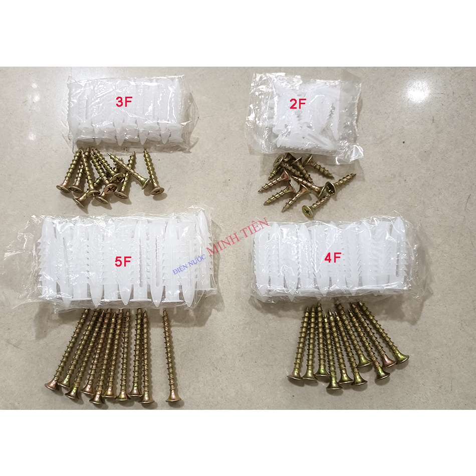 10 Tắc kê nhựa + 10 vít bắt tường 2F, 3F, 4F, 5F