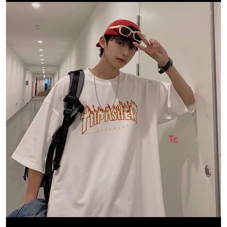 ÁoThu Nam Nữ Nỉ Cotton Dày Dặn Form Rộng Unisex, Áo Thun Nam Nữ In Chữ 5D THRA Không Bong Tróc