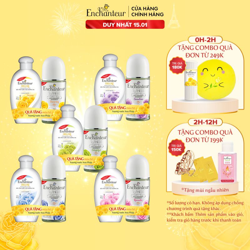 [MỚI] Lăn khử mùi nước hoa Enchanteur Charming/Magic/ Sensation/ Delightful/ Romantic 50ml - Tặng Sữa tắm 60gr