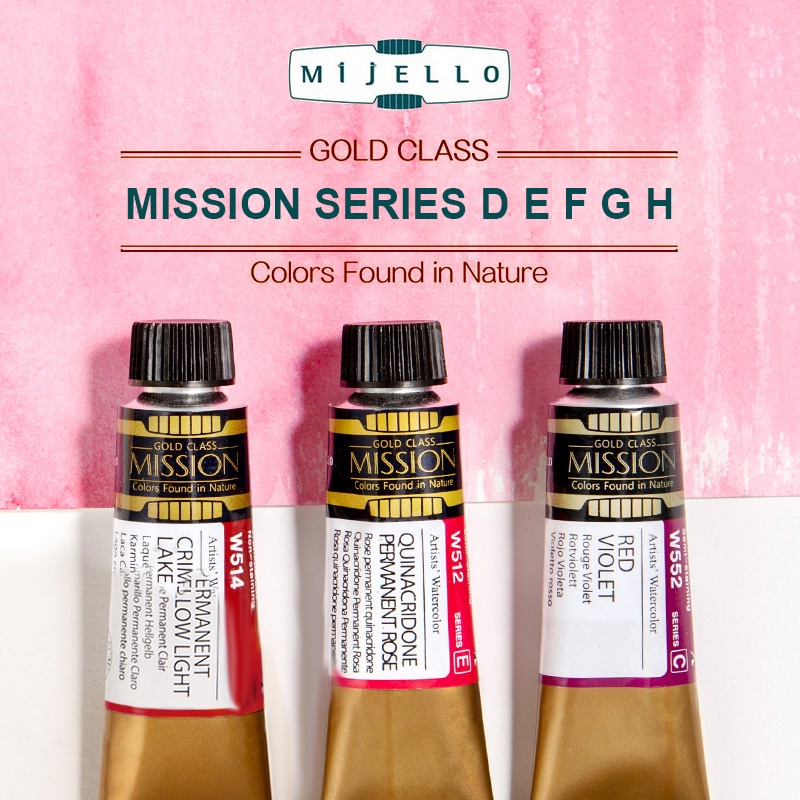 Màu Mijello GOLD MISSION tuýp lẻ bảng SERIES E F G H (15ml)