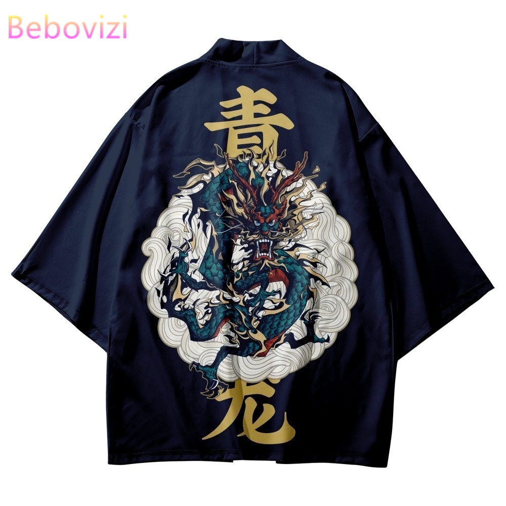 Áo Khoác Kimono In Hình Rồng Thời Trang Dành Cho Nam