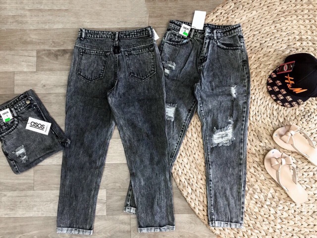 Quần Jeans Nữ Phối Rách Cao Cấp OHS3069