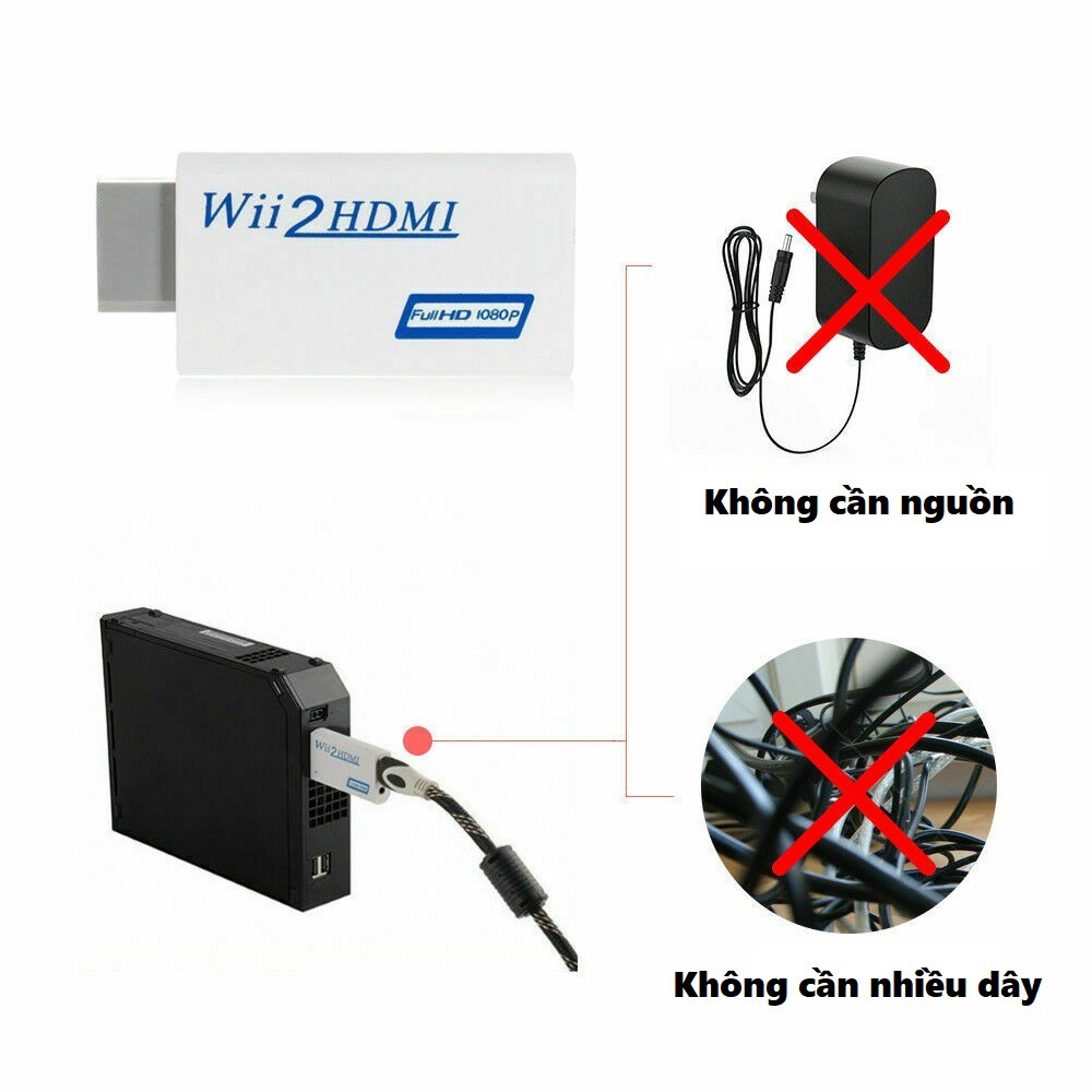 Đầu chuyển tín hiệu máy Nintendo Wii ra HDMI, Wii to HDMI - Adapter Wii to HDMI - Wii2HDMI