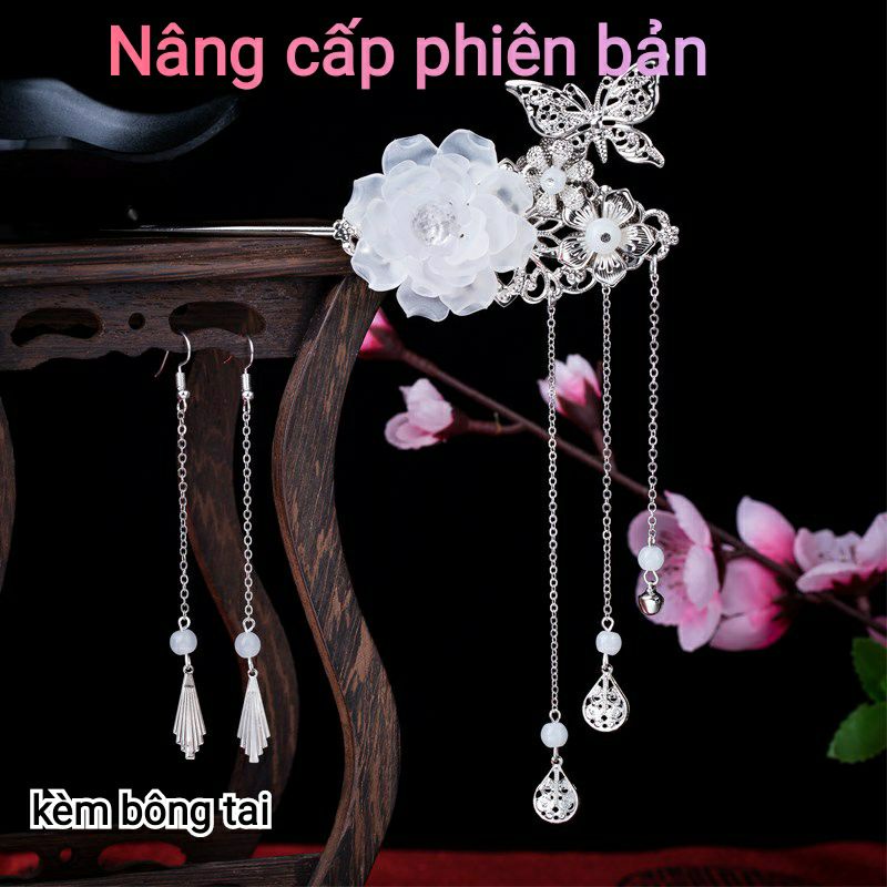 Trâm cài tóc cổ trang thủ công Hoa mẫu đơn