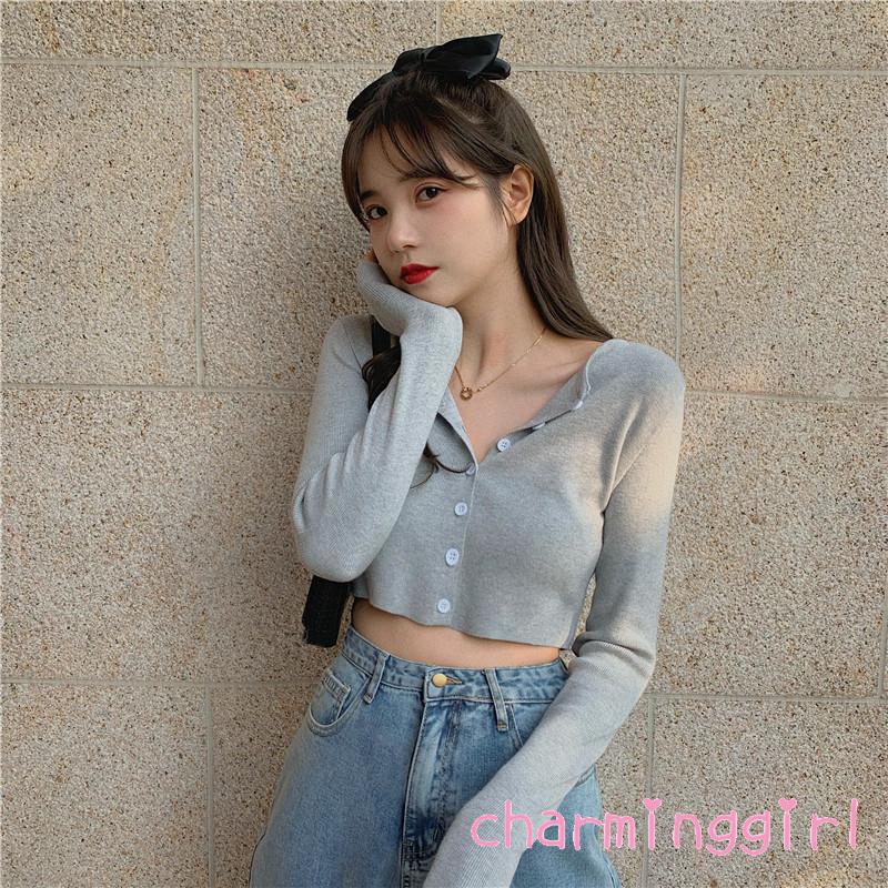 Áo Khoác Len Tay Dài Đính Nút Thời Trang Cho Nữ