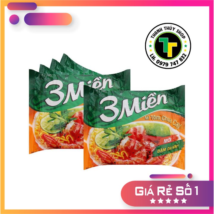 [Hỏa tốc] Thùng mì 30 gói Ba miền tôm chua cay siêu ngon date mới liên tục loại 65g | BigBuy360 - bigbuy360.vn