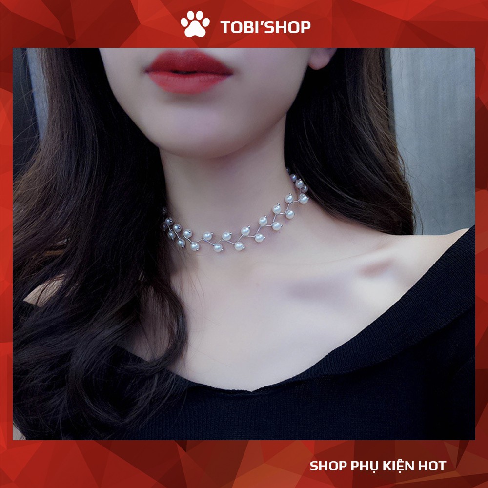 Chocker cổ đính ngọc trắng dịu dàng nữ tính bánh bèo TB230 - TOBI'SHOP