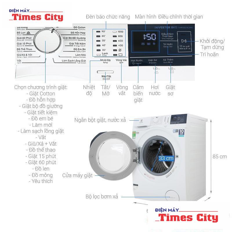 Máy giặt Electrolux 8kg Inverter EWF8024BDWA