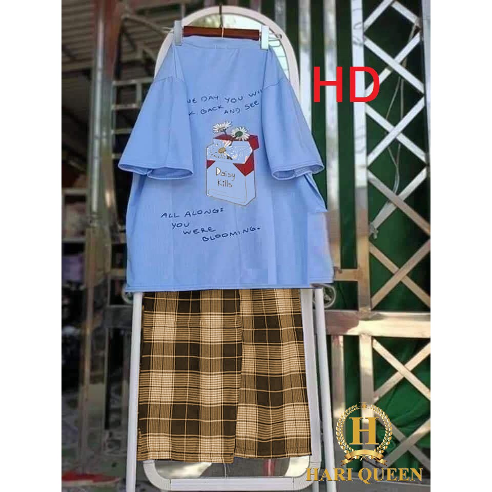 Sét áo hộp đựng hoa + quần kẻ DHA0720